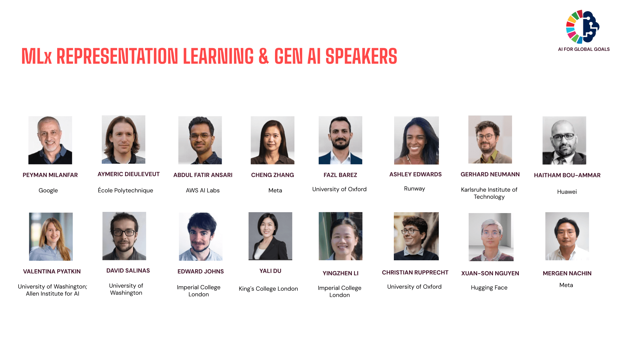 MLx Representation Learning & Generative AI speakers